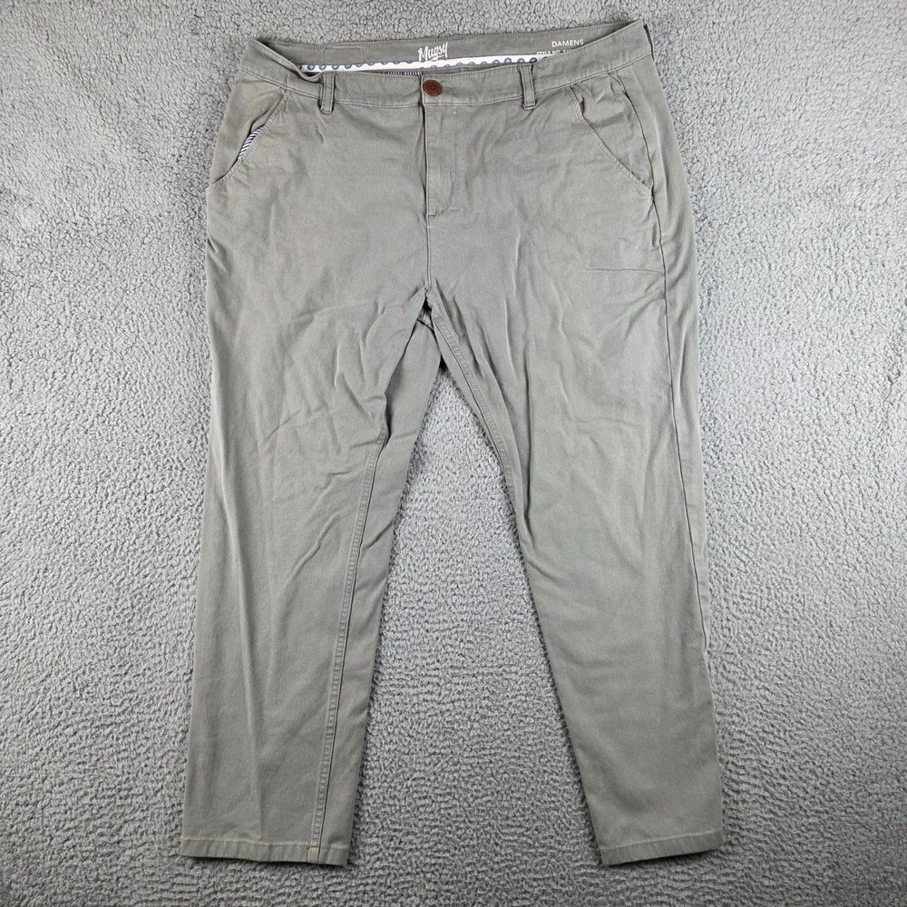 Mugsy Damens Pants Mens 40x30 Gray Straight Stretch‎ Chino Casual Work Comfort